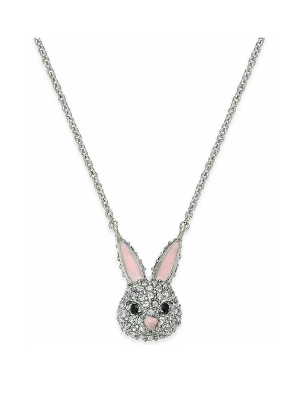 kate spade Silver Bunny Pendant Necklace with Pink Pouch